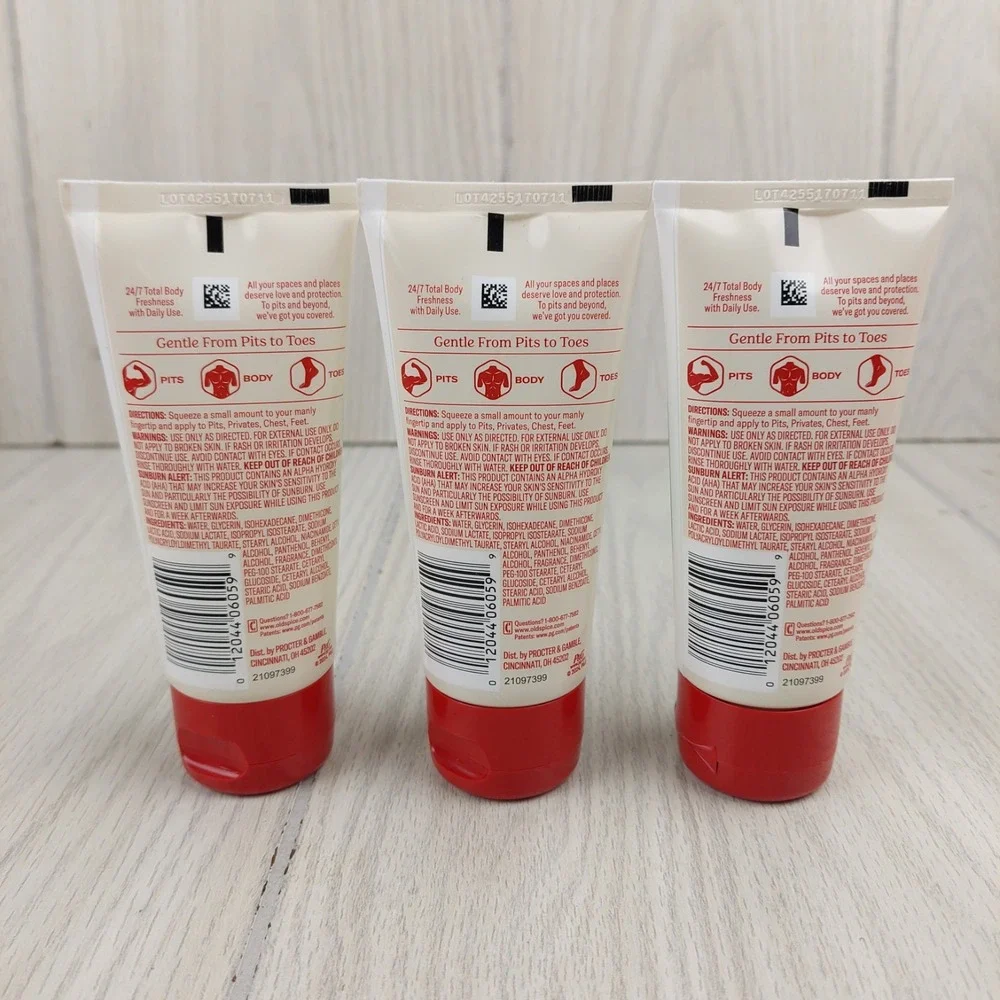 Old Spice Total Body Deodorant Cream Mens 3pk 3oz Fiji Coconut Aluminum Free